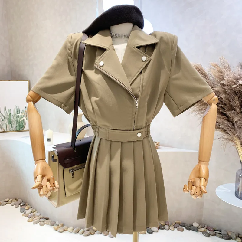 

Женский костюм из двух предметов, короткий топ и плиссированная юбка-трапеция с высокой талией, лето 2022