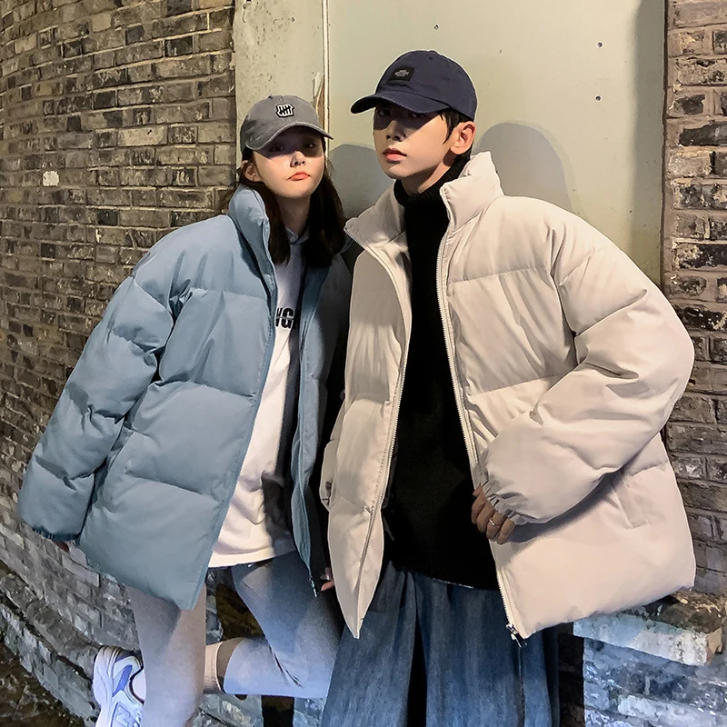 Classic Simple Solid Pure Color Winter Thick Warm Women Puffer Jacket Unisex Men High Streetwear Parkas Couple Coat Casual Chic enlarge