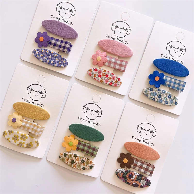 

3 шт./набор, заколки для волос с цветочной вышивкой