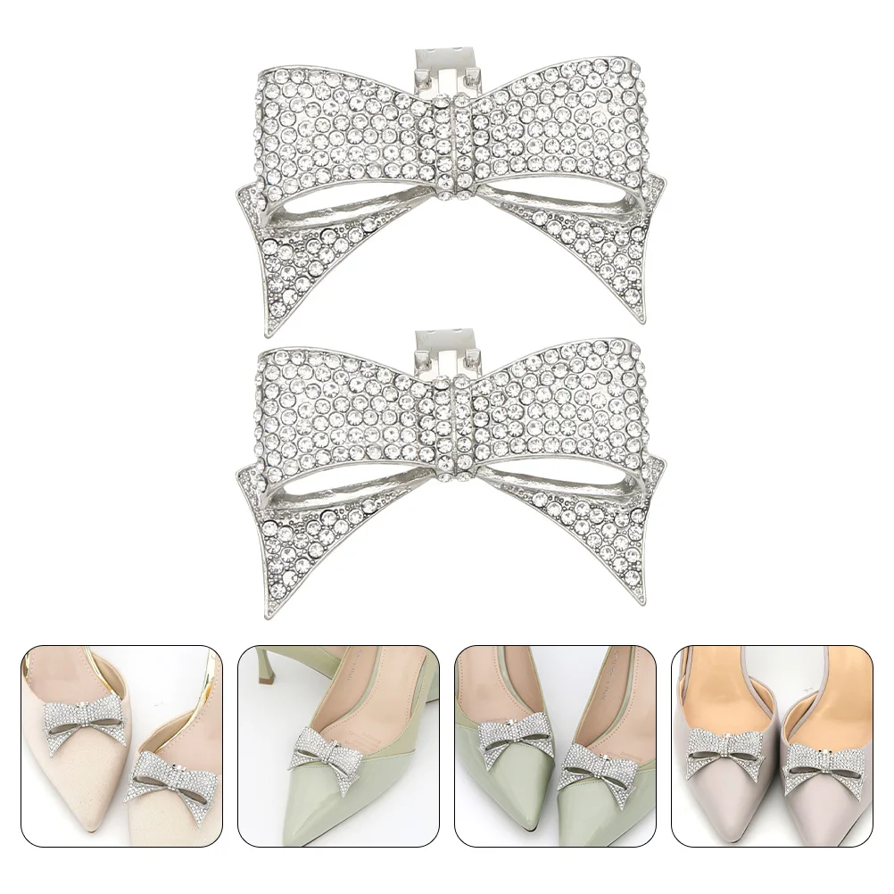 

Jewelry Holder DIY Shoe Flower Bowknot Shaped Ornament Fashion Decor Rhinestone Alloy Shoes