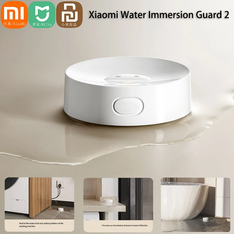 Фото Датчик утечки воды Xiaomi Mi Smart Water Sensor 2 для дома, удаленная сигнализация, датчик затопления, работает с умным динамиком Xiaoai №1