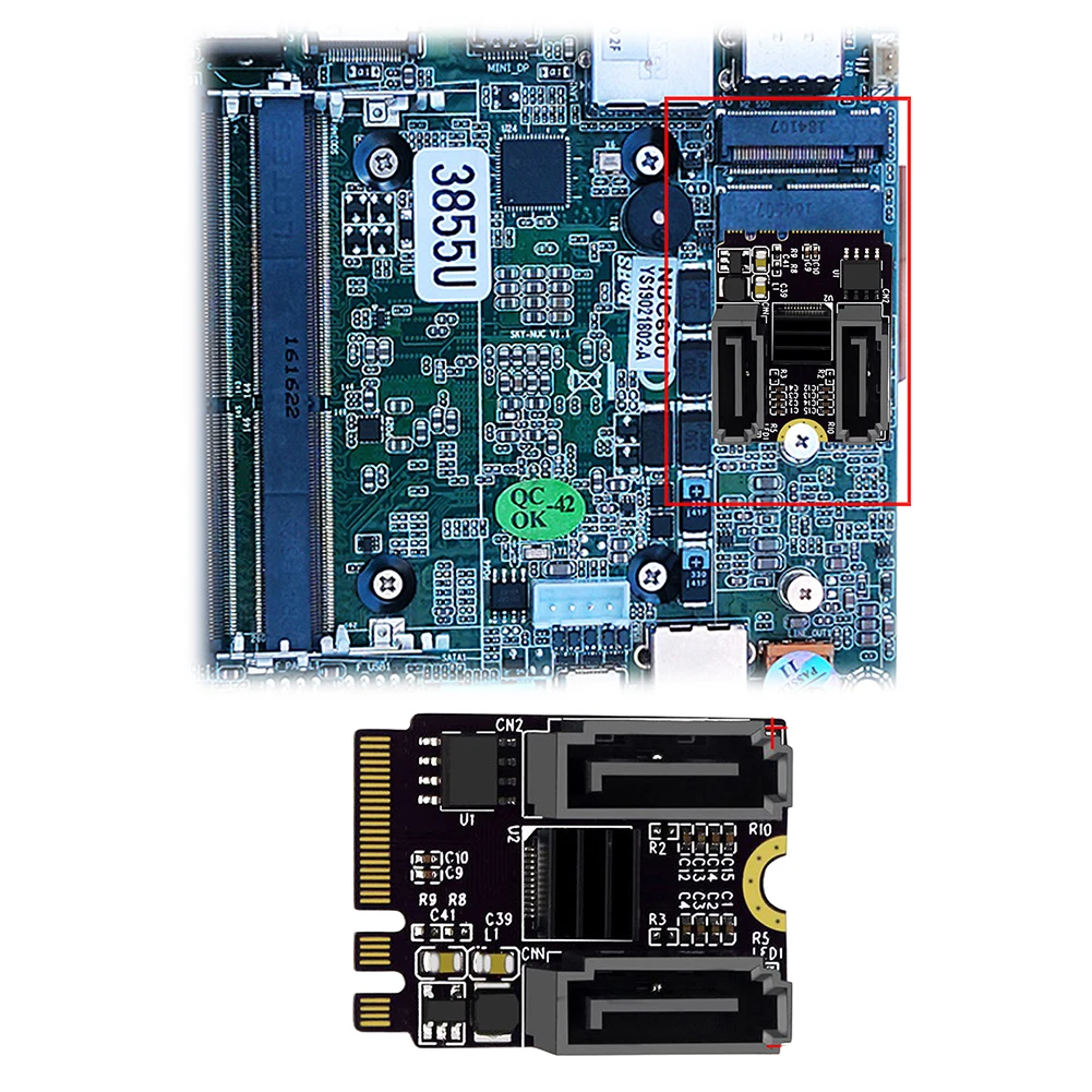 

Адаптер для жесткого диска M2 в SATA, адаптер для жесткого диска, карта памяти A + E WIFI M.2 в SATA, адаптер для расширения карты без установки драйвера