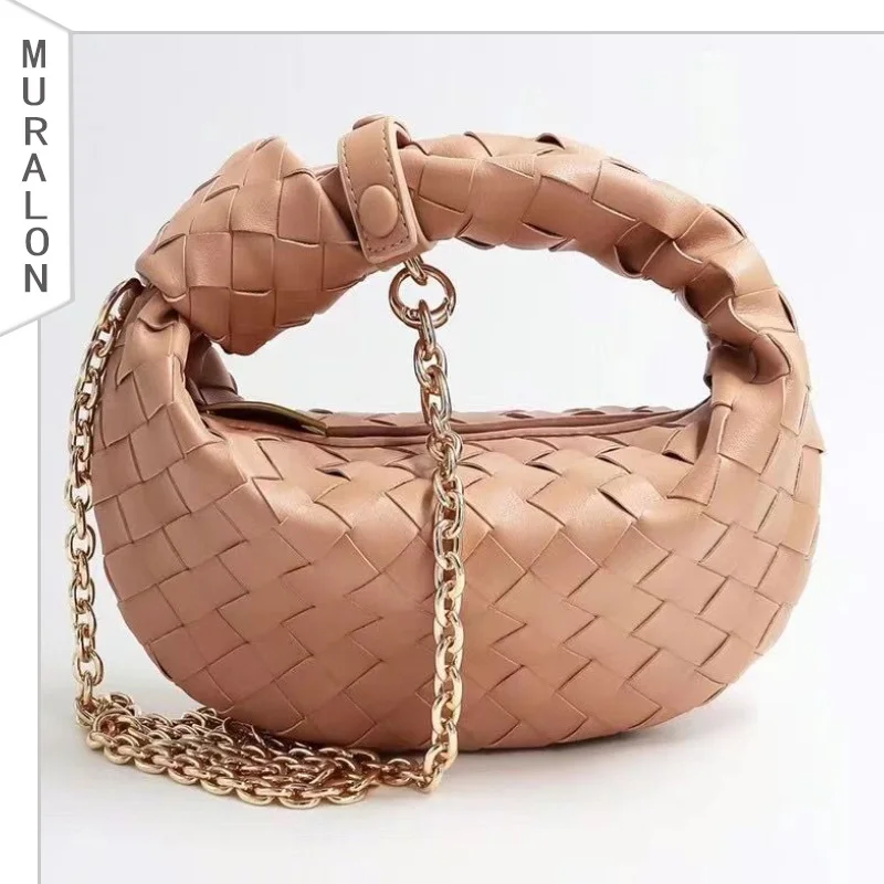 New Knotted Braided Cloud Bag Upgraded Version Chain Underarm Bag Genuine Leather Crossbody Shoulder Bag Women's Luxury Handbags