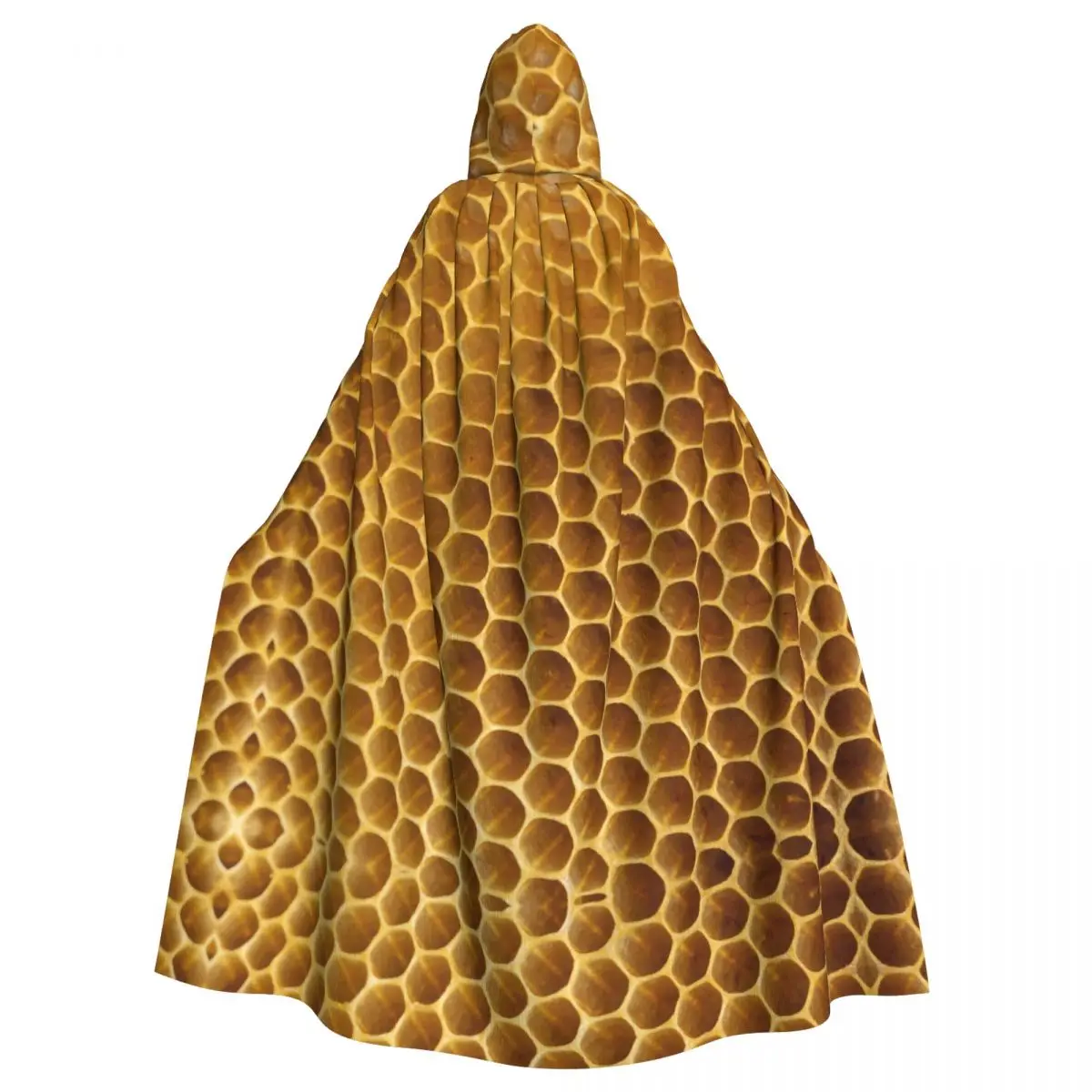 

Unisex Adult Yellow Honeycomb Texture Cloak with Hood Long Witch Costume Cosplay