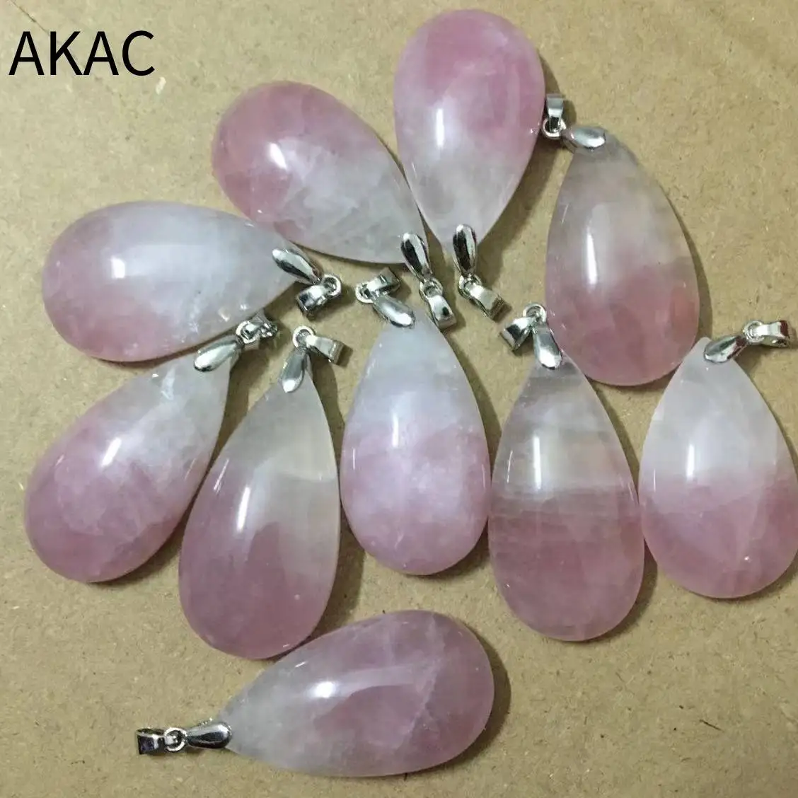 

1 шт./компл. AKAC approx18-20 * 29-35 мм каплеобразный дизайн натуральный мадагаскарский розовый кварц белая медь кулон отправляется случайным образом