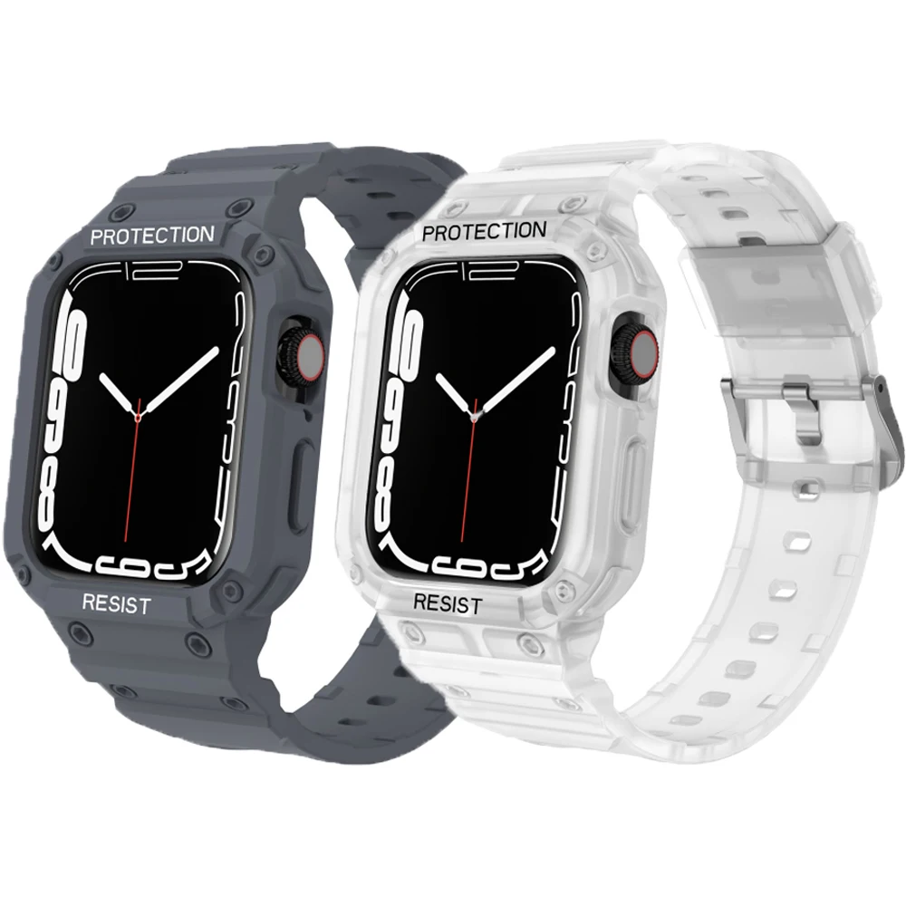 

Чехол и ремешок для Apple Watch band 44 мм 40 мм 45 мм 41 мм 38 мм 42 мм, резиновый силиконовый Браслет для iWatch series 3 4 5 6 se 7