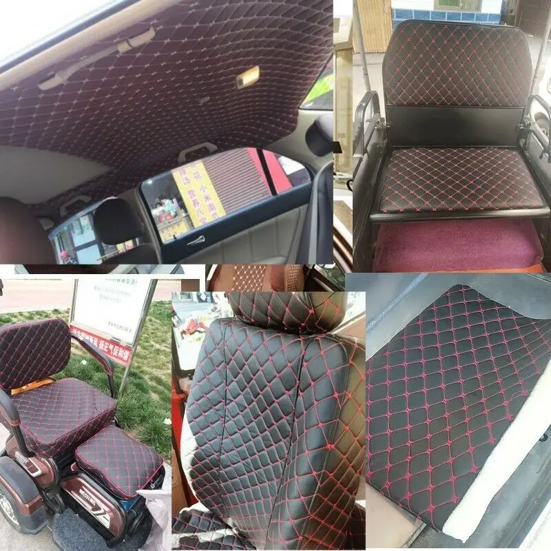 100x140 см стеганая ПВХ кожаная ткань с вышивкой для автомобильного напольного