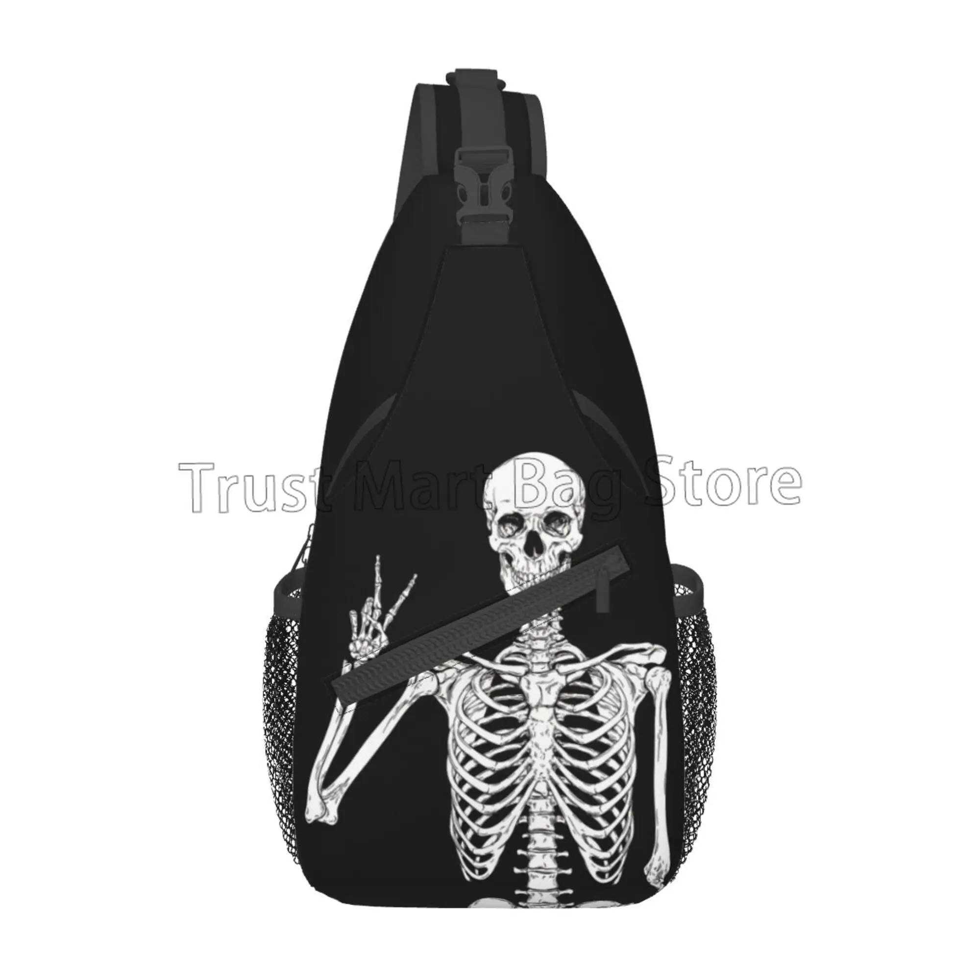 

Funny Skull Sling Bag Women Men Backpack Crossbody Bag Travel Hiking Casual Sport Climbing Runners Daypack Waterproof