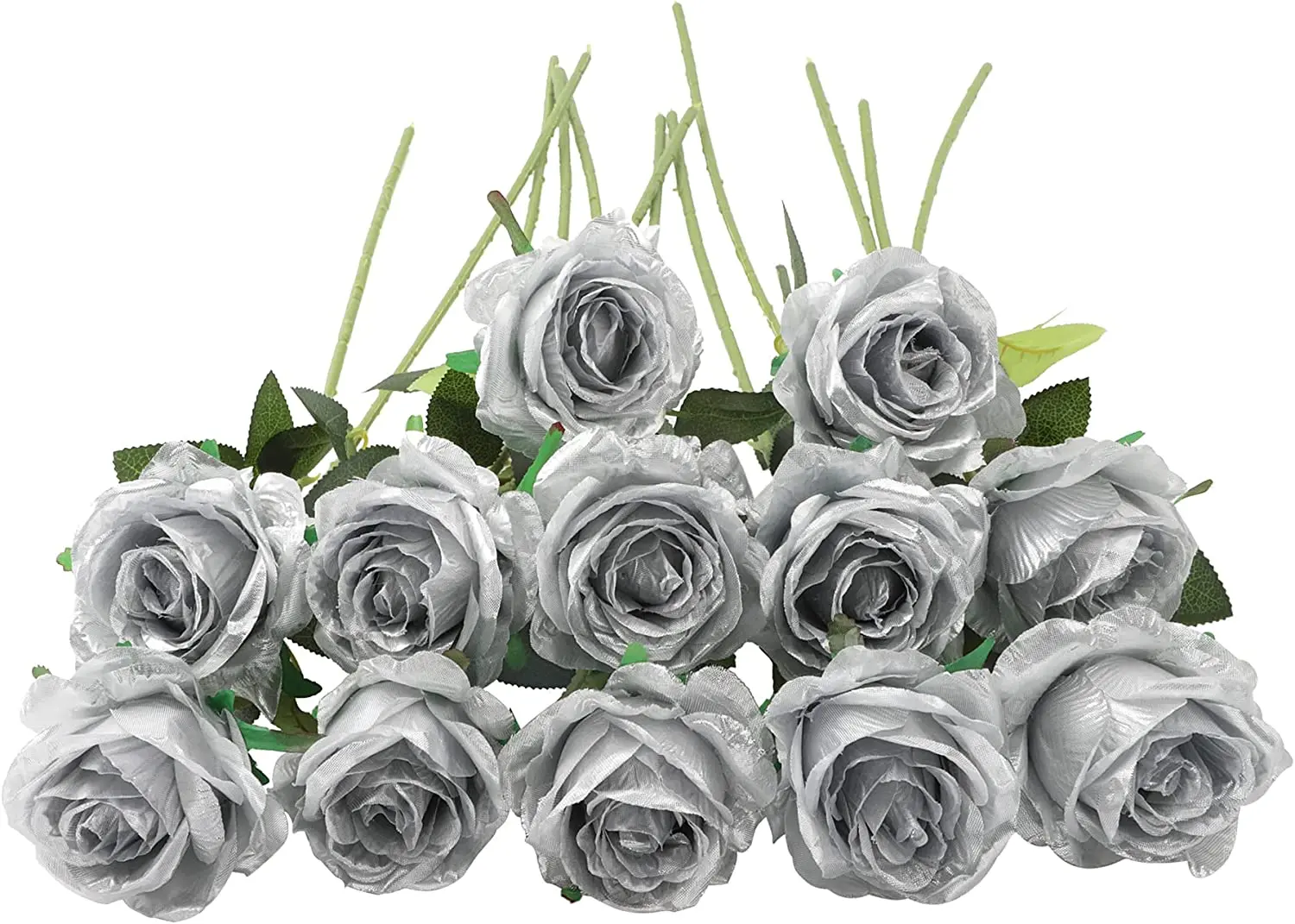 

12Pcs Roses Artificielles 19 7'' Fausse Fleur De Soie À Tige Longue Simple pour Bouquets De Mariage Décoration D&#39