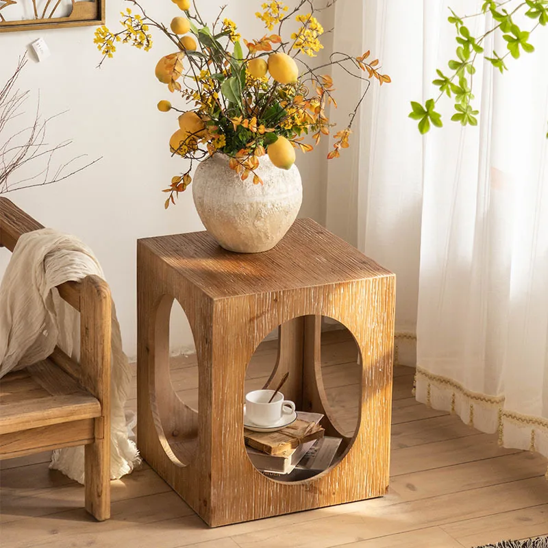 

Solid Wood Side Table Bed & Breakfast Living Room Sofa Side Table Small Apartment Home Small Square Table Balcony Coffee Table