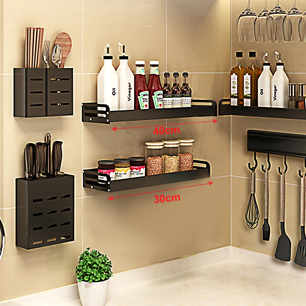 

Алюминиевые полки для ванной комнаты 40/50 см для специй, многофункциональная настенная полка, бытовое хранилище