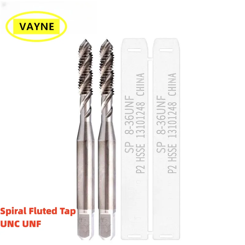 

VAYNE HSSE American Spiral Fluted Taps UNC 1-64 2-56 4-40 6-32 8-32 10-24 12-24 1/4 5/16 3/8 7/16 1/2 Machine Screw Thread Taps