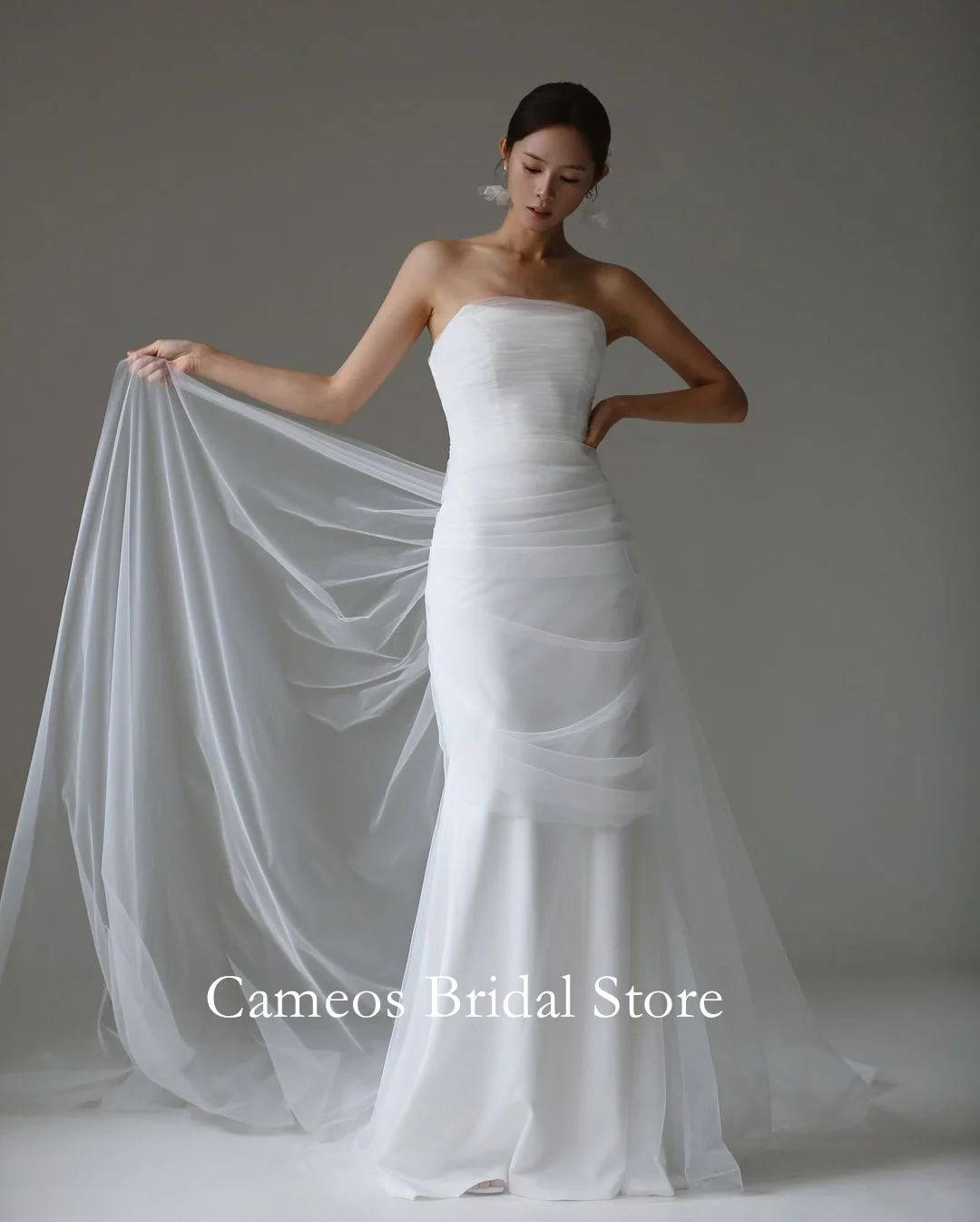 Colavis Asta Корейское свадебное платье русалки без бретелек с рюшами из тюля