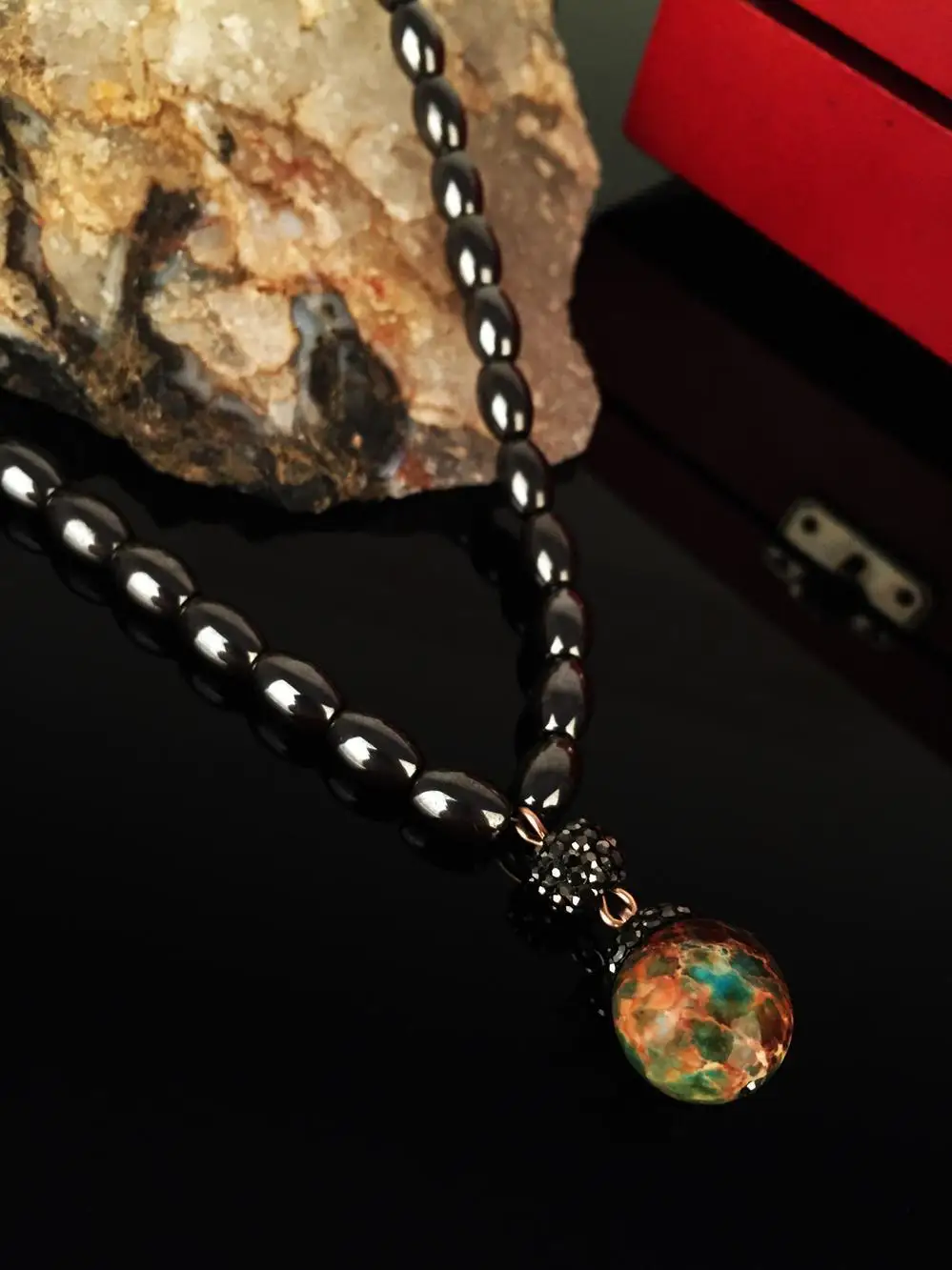 

Женское Ожерелье из натурального камня с бирюзовым камнем и покрытием из розового золота Krb84