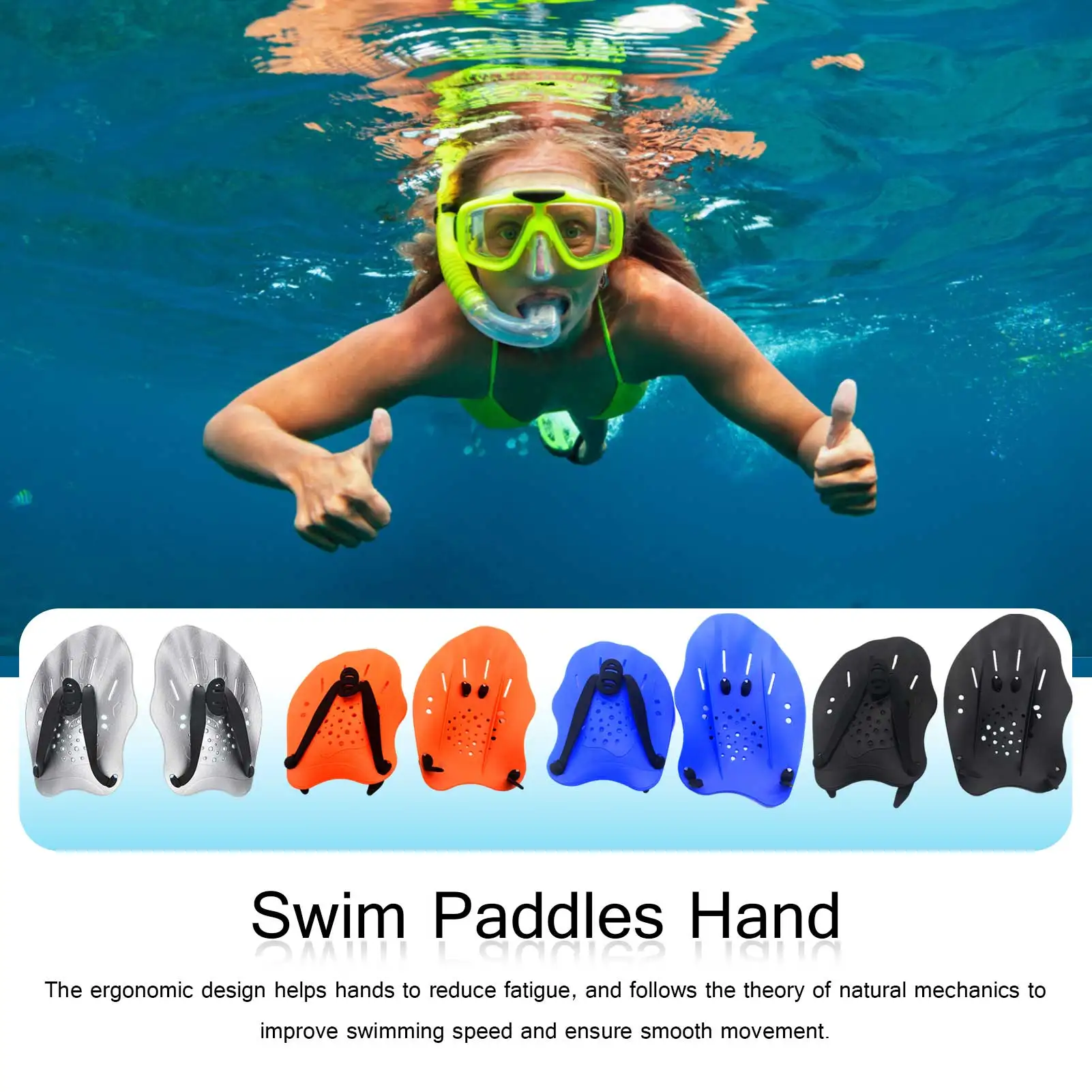 Schwimmen Paddel Hand Ausbildung Einstellbare Hand Webbed Handschuhe Pad Flossen Flossen Mit Riemen Für Männer Frauen Kinder