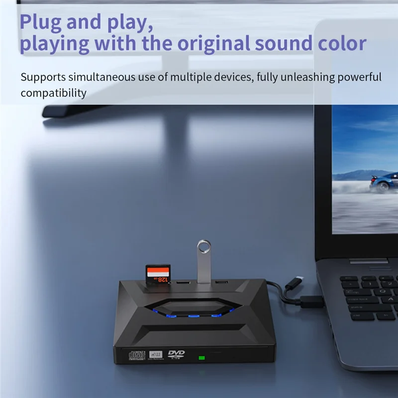 External DVD CD Writer Burner and Player Type C/USB3.0 Drive for PC Laptop Windows