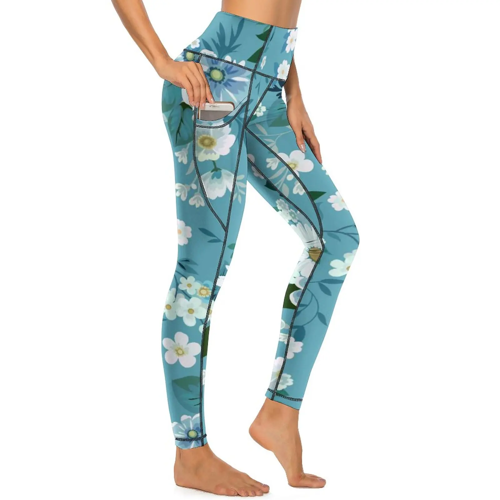 

Fashion Daisies Leggings Floral Daisy Print Gym Yoga Pants Lady Push Up Cute Leggins Sexy Quick-Dry Graphic Sport Legging