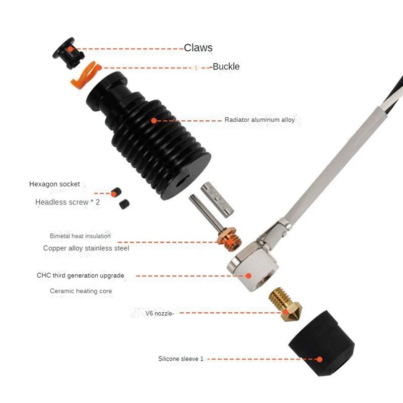 CHC-V6 Hotend 24 в 50 Вт керамическая нагревательная сердцевина Печатающая головка для