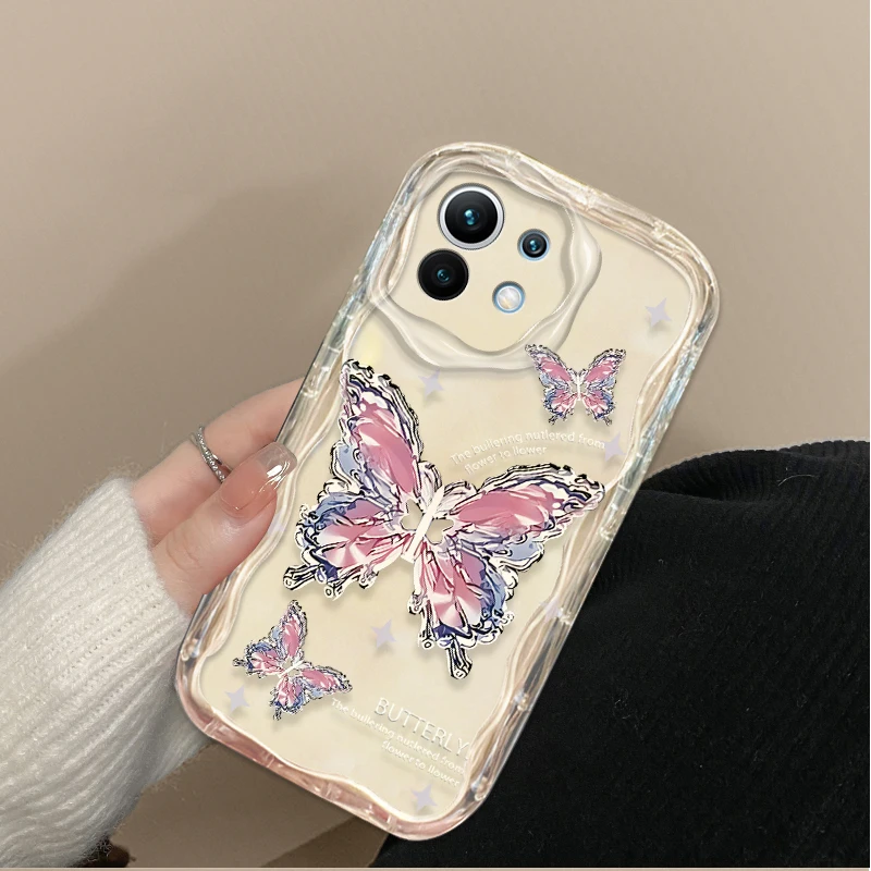 Фото Мягкий чехол с блестящей металлической бабочкой для Xiaomi 14T 13T 12T 13 12 11 11i Lite 5G 10T POCO X5 X6 Pro X3 NFC X4 GT F3 F4 F5 F6 M6 M5S №2
