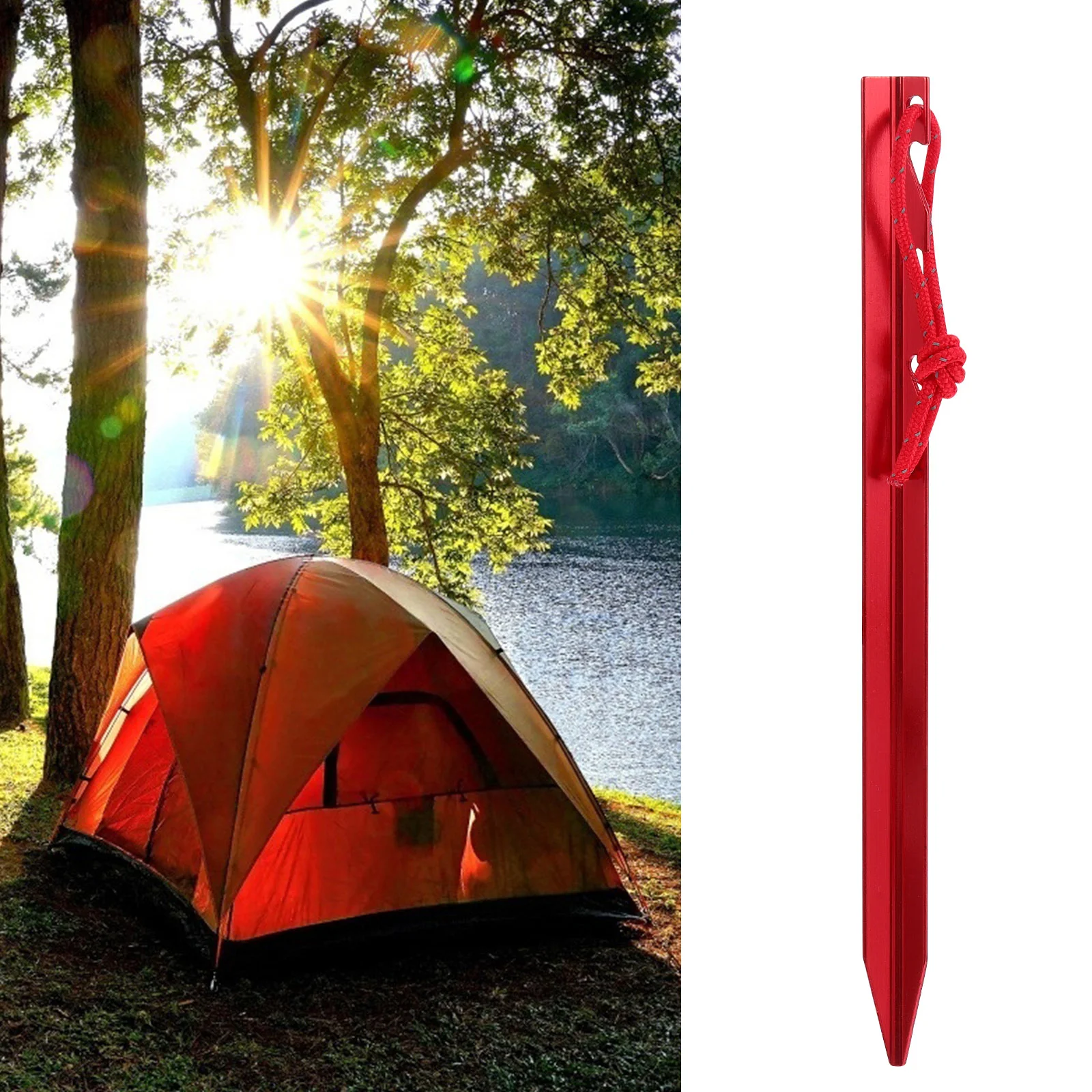 5pcs Heavy Duty Tent Stakes Peg Aluminum Alloy Canopy Nail Pegs for Outdoor Camping Hiking Trip Backpacking Red