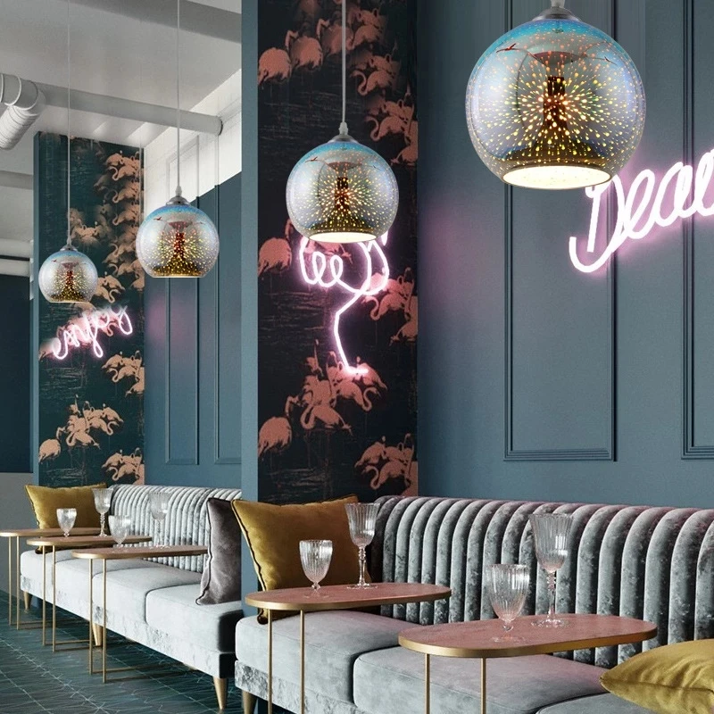 

Modern Creative Personality LEDPendant Lights 3D Stained Glass Decorative Restaurant Bar Clothing Store Cafe Lighting Fixtures