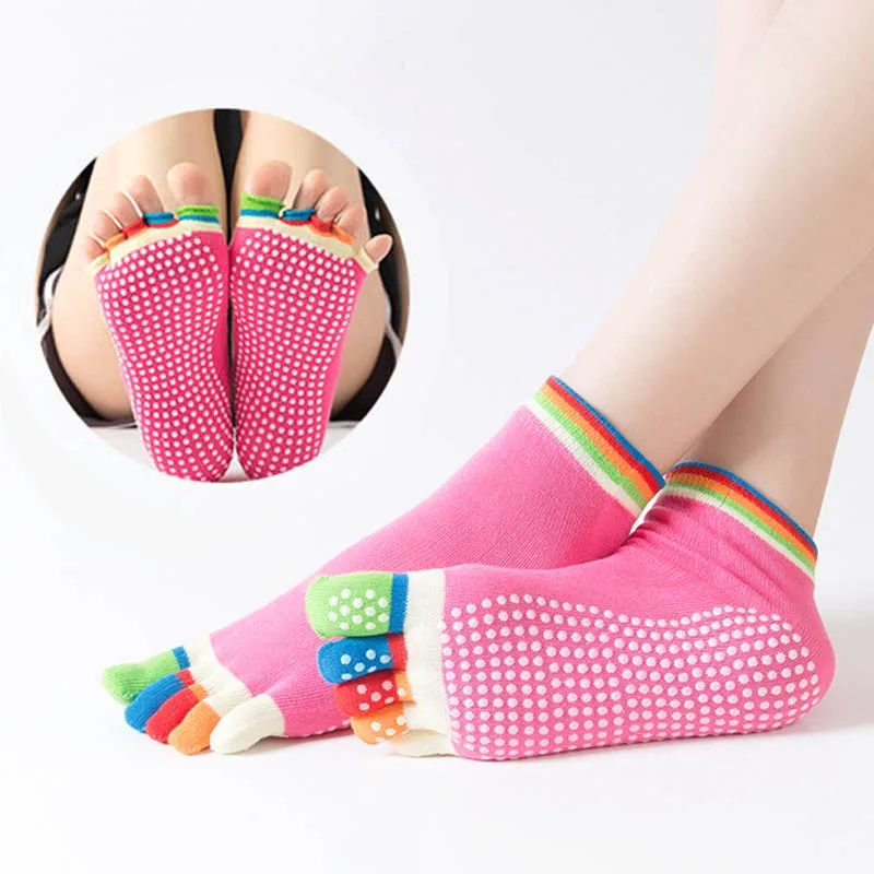 

Colorful Women Yoga Pilates Socks Non-Slip Toeless Socks Ladies Dance Socks Anti Beriberi Cotton Healthy Sports Five-toed Socks