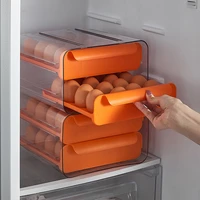 household refrigerator anti fall egg rack plastic double layer multi functional egg box drawer storage container stackable tool