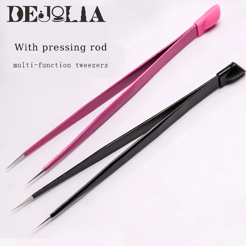 

1PC Multifunctional Nail Tweezers with Silicone Pressing Head Nails Art Decorations Accessories Pick Up Stickers Manicure Tools