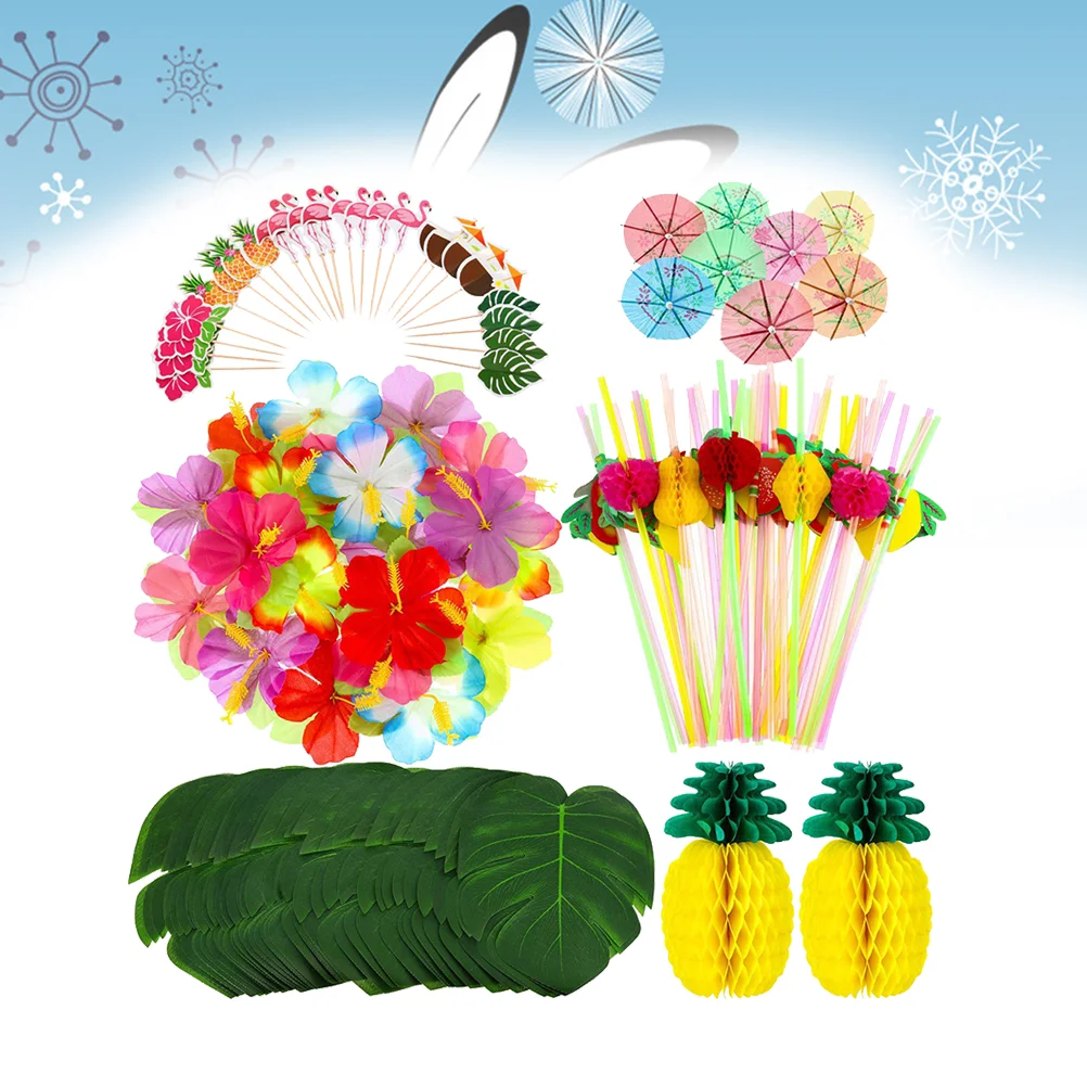 

Party Table Tropical Decoration Hawaiin Set Wedding Decor Decorations Birthday Kids Drinking Supplies Straw Accessories Festival