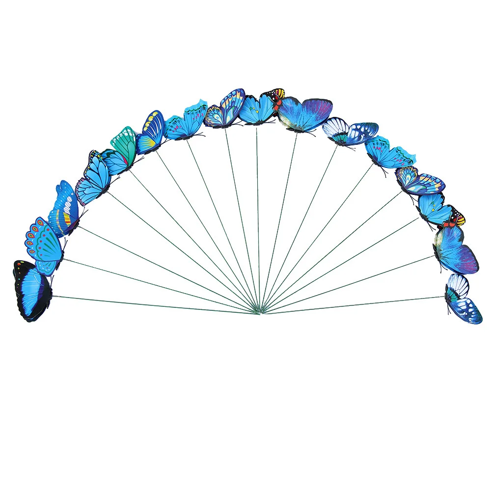

24pcs Simulation Sticks Artificial Butterflies Stakes DIY Ornament Decor for Garden Patio Lawn Flowerpot (Blue)