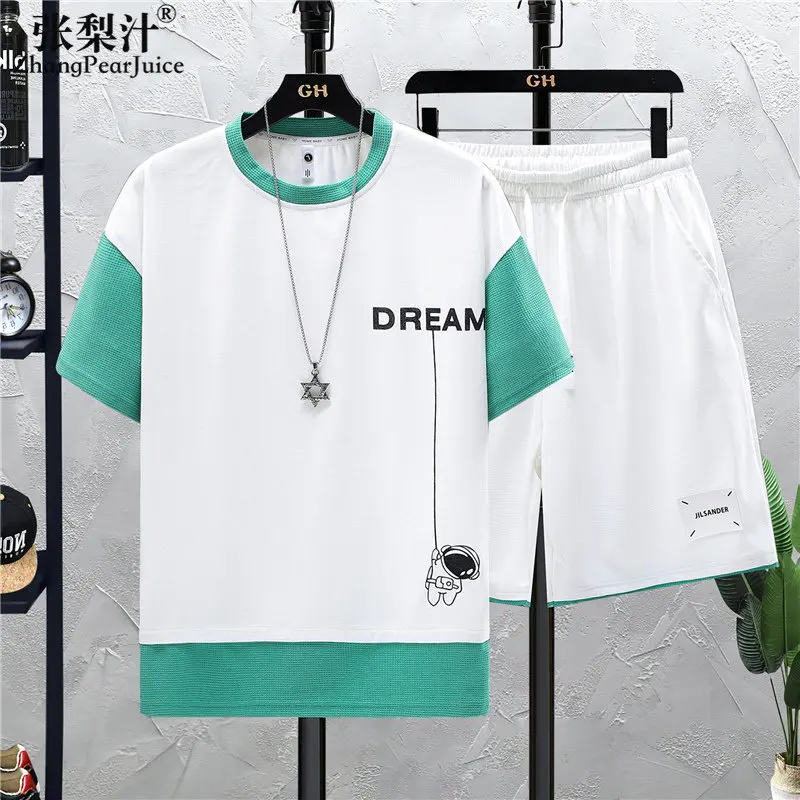 New Arrival Summer Short Sleeve T-shirt Men's Casual Sports Set Suits Tracksuits Fashion Two Piece Sets Veste De Costume Homme