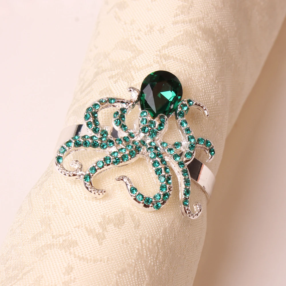 6 шт./кольцо для салфеток из металлического сплава в форме осьминога настольное