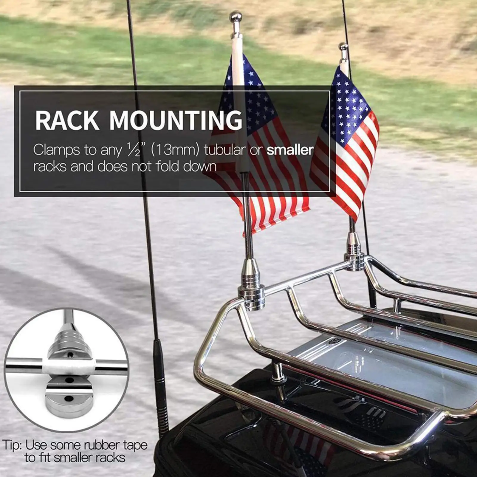 

Motorcycle Rear Luggage Rack Flag Mount Pole USA American Skull National Flag for HARLEY DAVIDSON Touring Road King Glide F S1H3