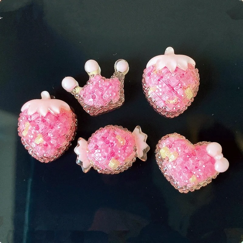 

20Pcs Glitter Candy Heart Crown Flat back Resin Cabochon Kawaii Hair Bows Center Accessories DIY Scrapbooking Decoration Craft