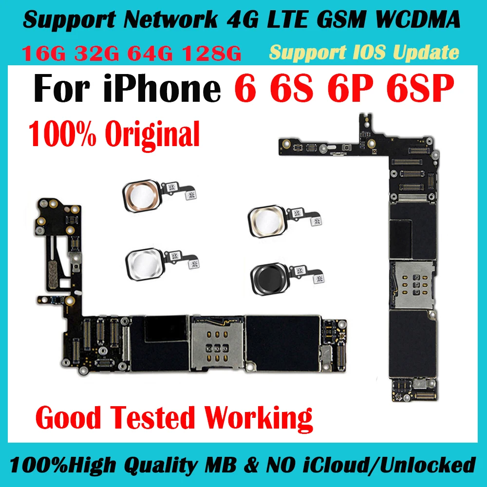 

Материнская плата с полными ЧИПАМИ 4G Lte, материнская плата с iCloud для iPhone 6, 6S Plus, 16 ГБ, 64 ГБ, 128 ГБ, без блокировки ID, материнская плата с системой ...