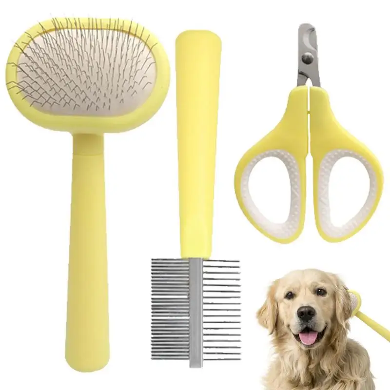 

Pet Grooming Set With Massager Brush Cat Dog Accessories Comb Pet Nail Scissors Stainless Steel Mini Hair Grooming Brush