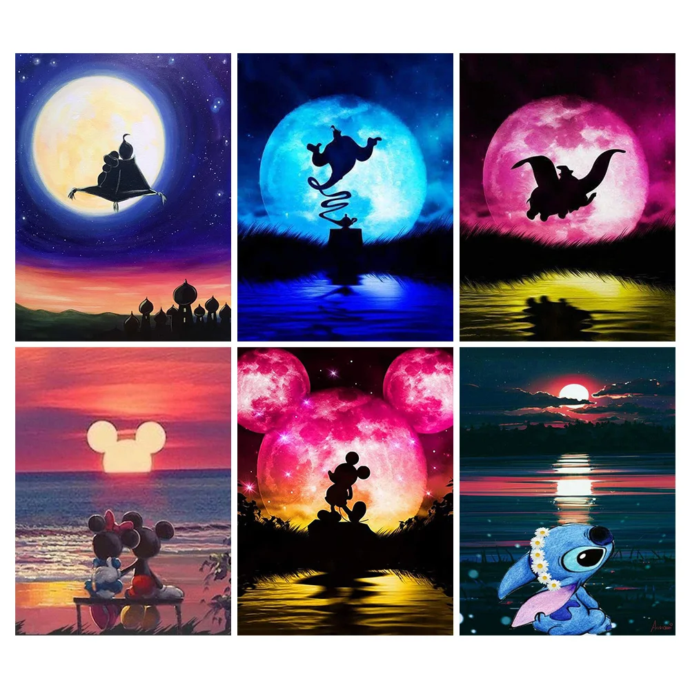 

Алмазная живопись Disney 5D, мультяшный рисунок Лило и Стич, вышивка с блестками и луной, мозаика, вышивка крестиком, картина, подарок для творчества