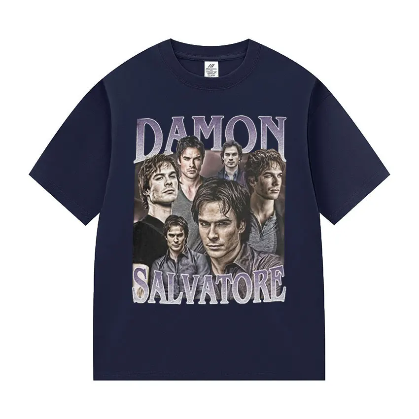 Футболки с рисунком Дэймона Сальваторе 90-х годов сериал Йен Сомерхалдер одежда в