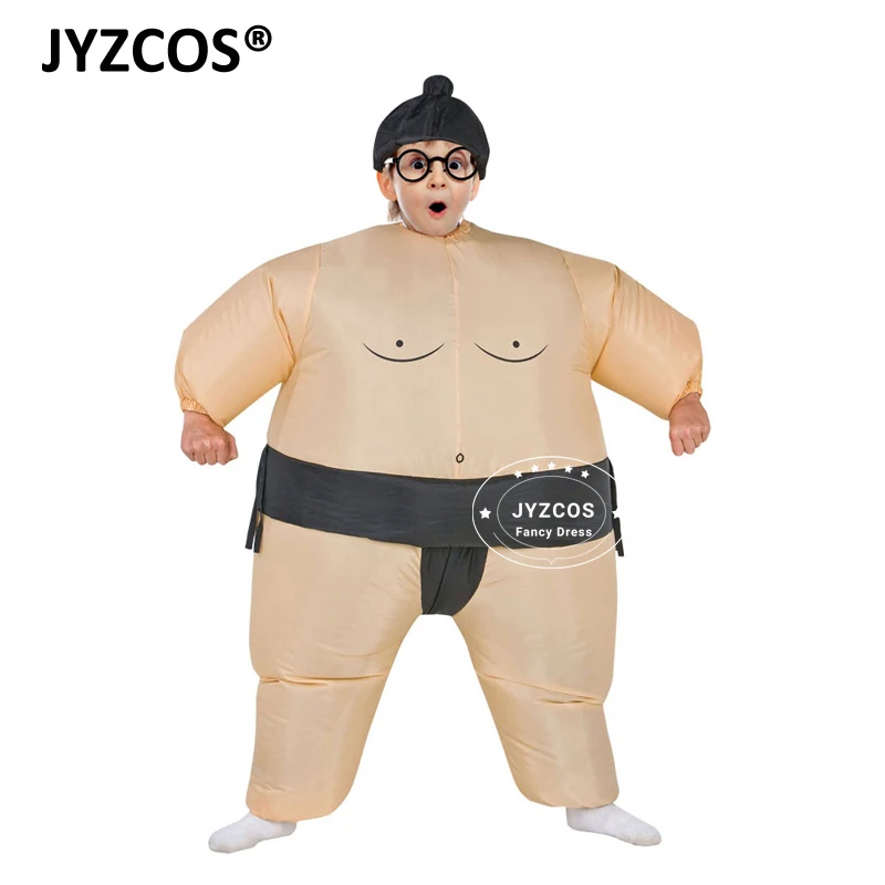 

JYZCOS Japan Funny Sumo Run Suits Wrestler Costumes Kids Unisex Inflatable Fancy Dress Halloween Carnival Airblown Outfit