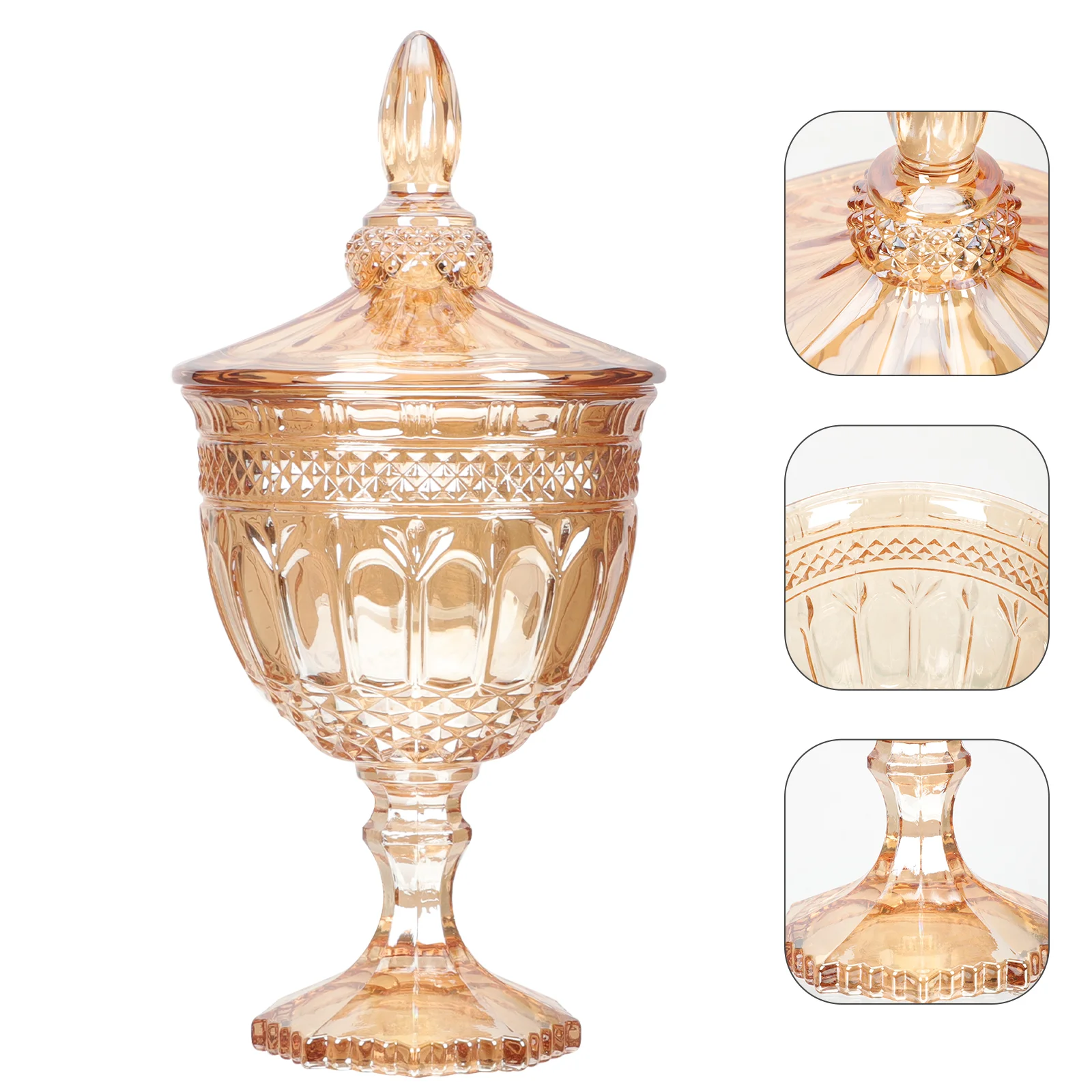 

Jar Candy Container Glass Jewelry Holding Organizer Storage Embossed Female Gift Large Exquisite Snack Festival Craft Small