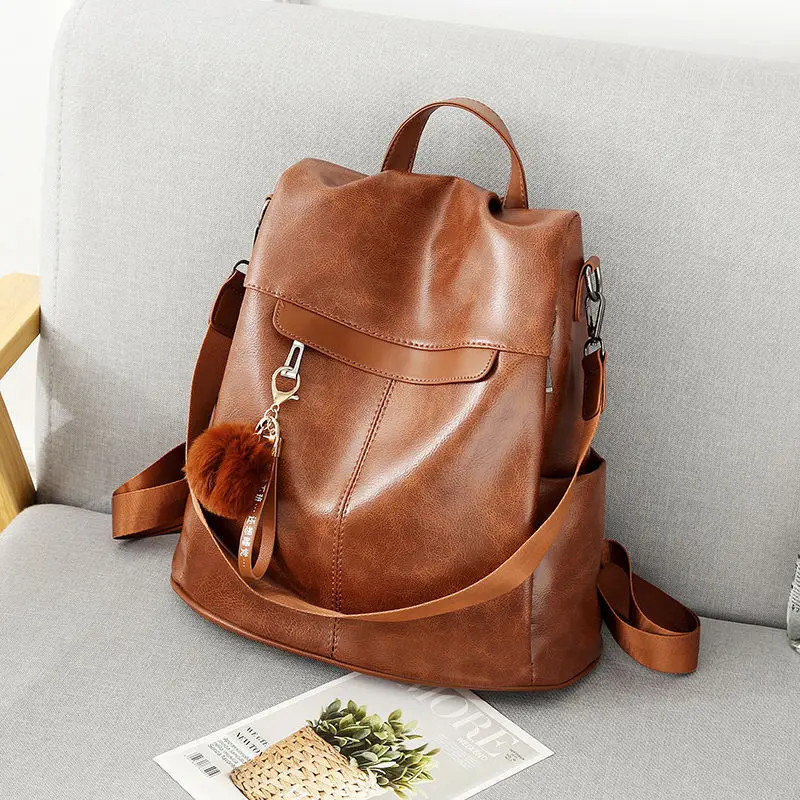 

Backpack Leather Texture Mommy Version Soft New Korean Oxford Large Capacity Bag School Female Ladies 2023 New Anti-theft Men's