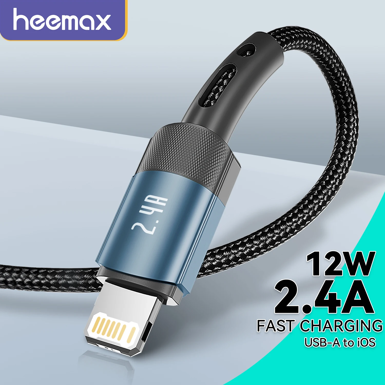 USB-кабель HEEMAX 2,4 А для iPhone 14 13 11 12 Pro Max XR XS Max 8 7 6s Plus 5, кабель для быстрой зарядки для iPad, USB-кабель для зарядки, провод