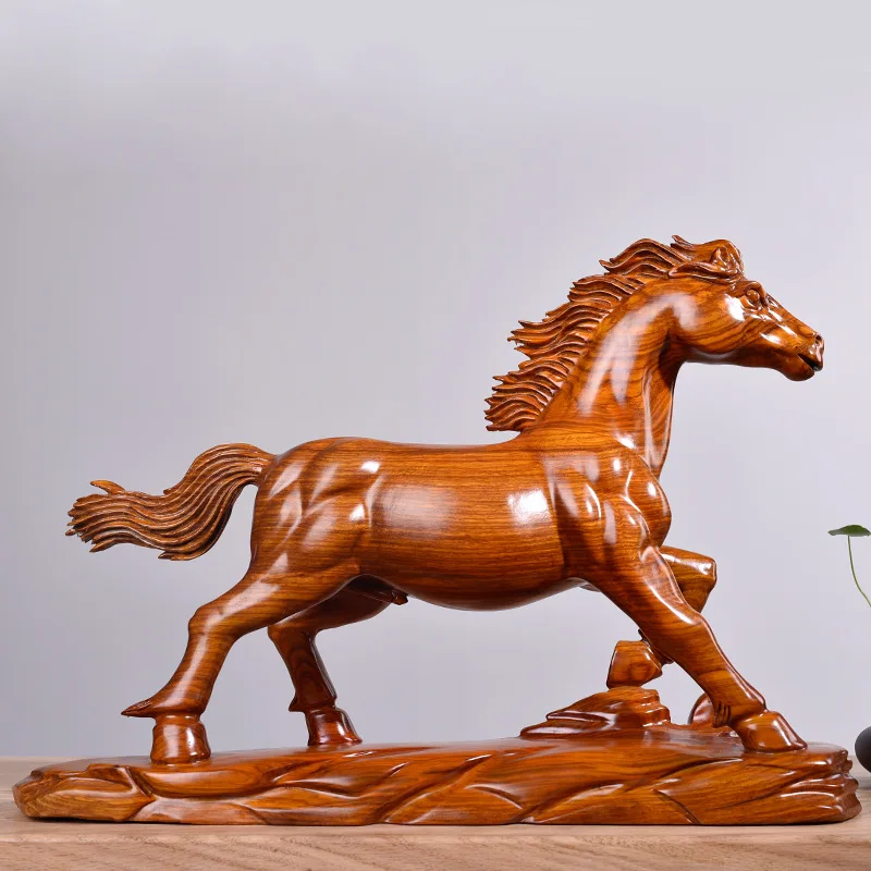 

Rosewood Wood Carved Horse Ornaments Win Instant Success Carved Twelve Zodiac Feng Shui Fortune Wooden Handicraft New Year Gifts