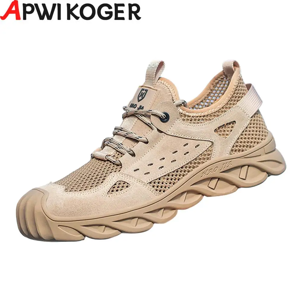 

Men Safety Work Breathable Shoes Steel Toe Man Work Boots Mesh Upper Work Sneakers Puncture-Proof Lightweight Safety Shoes
