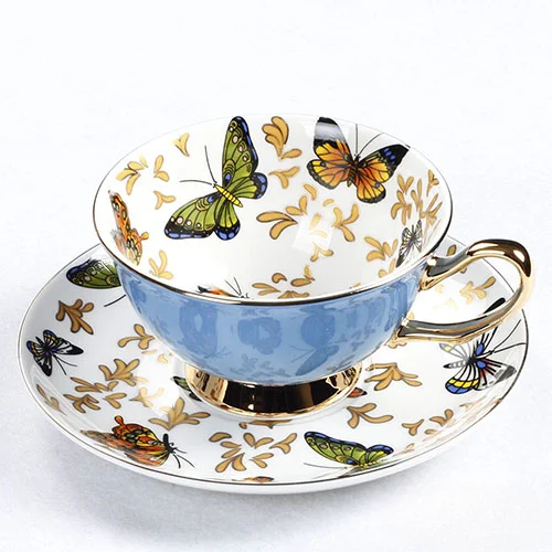 

High Quality Bone Porcelain Coffee Cups Vintage Ceramic Cups On-glazed Advanced Tea Cups And Saucers Sets Luxury Gifts
