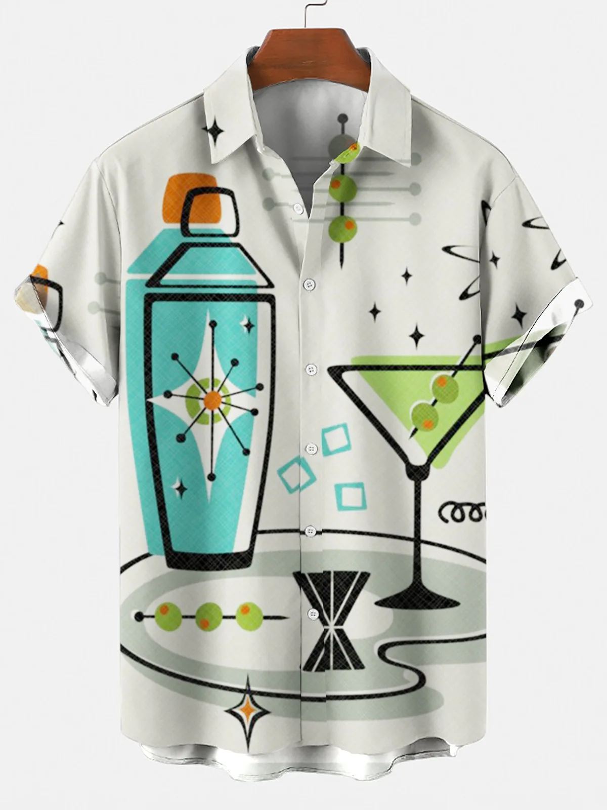 

2021 New Cross-border 1 Bottle Creative 3d Digital Printing Trend Loose Short-sleeved Shirt Men's Shirt