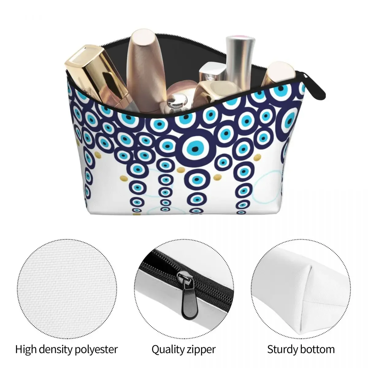 Женская Дорожная Косметичка С Синими И Золотыми Бусинами Hamsa Nazar Design Повседневная