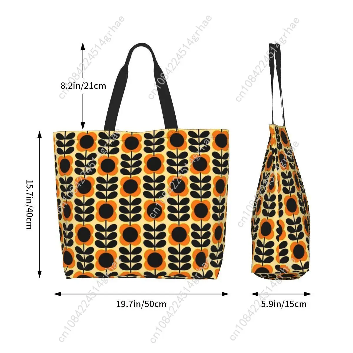 Фото Сумка-шоппер Orla Kiely Multi Stem Flowers в скандинавском стиле, многоразовая, для покупок, холщовая, на плечо №5