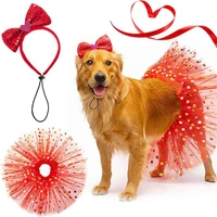 pettiskirt clothing pet valentines day party clothing accessories dog valentines day bow headband