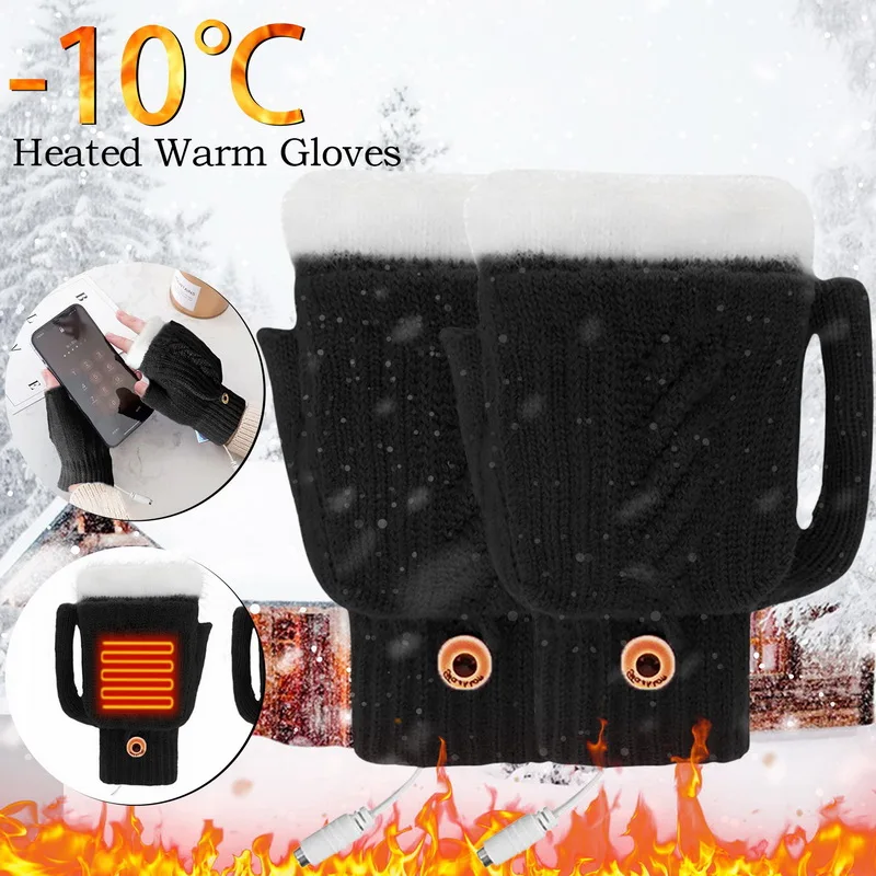 

Usb Heated Gloves Winter Warm Thermal Gloves Five Fingers Touch Screen Heating Pads Mitten Men Woman Cycling Skiing Gloves